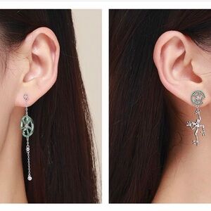 925 Sterling Silver Jumping Frog Green Zircon Drop Earrings for Women